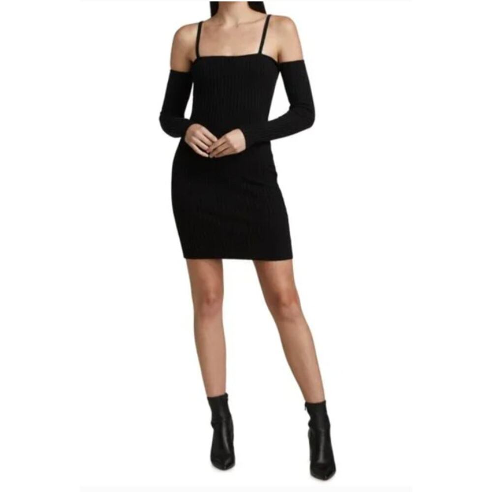 ANNA QUAN Jaida Off-The-Shoulder Minidress Raven Black New Size 8 Womens